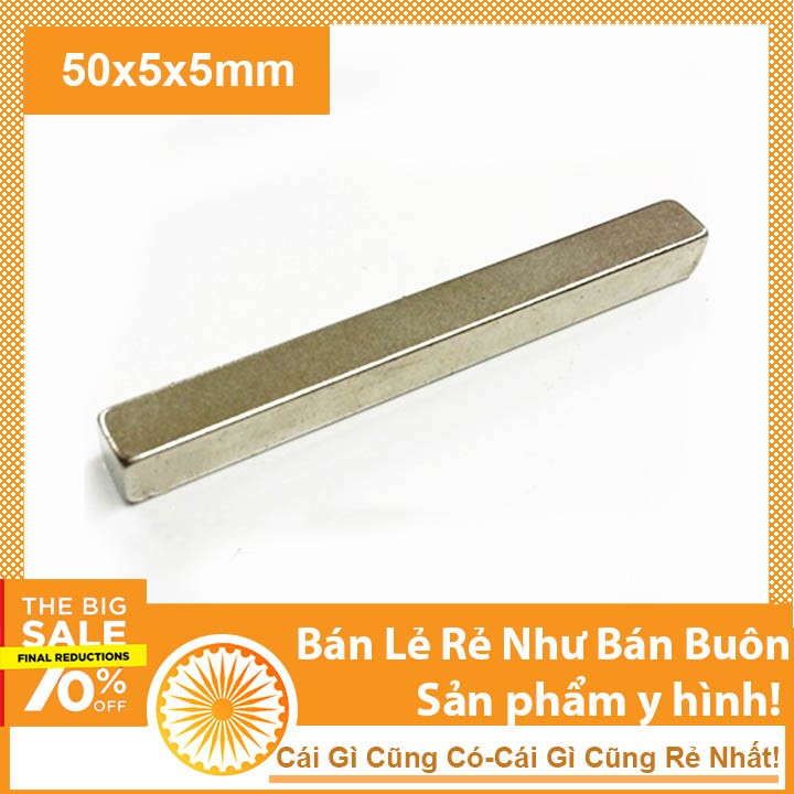 Thanh nam châm đất hiếm 50x5x5mm từ tính mạnh