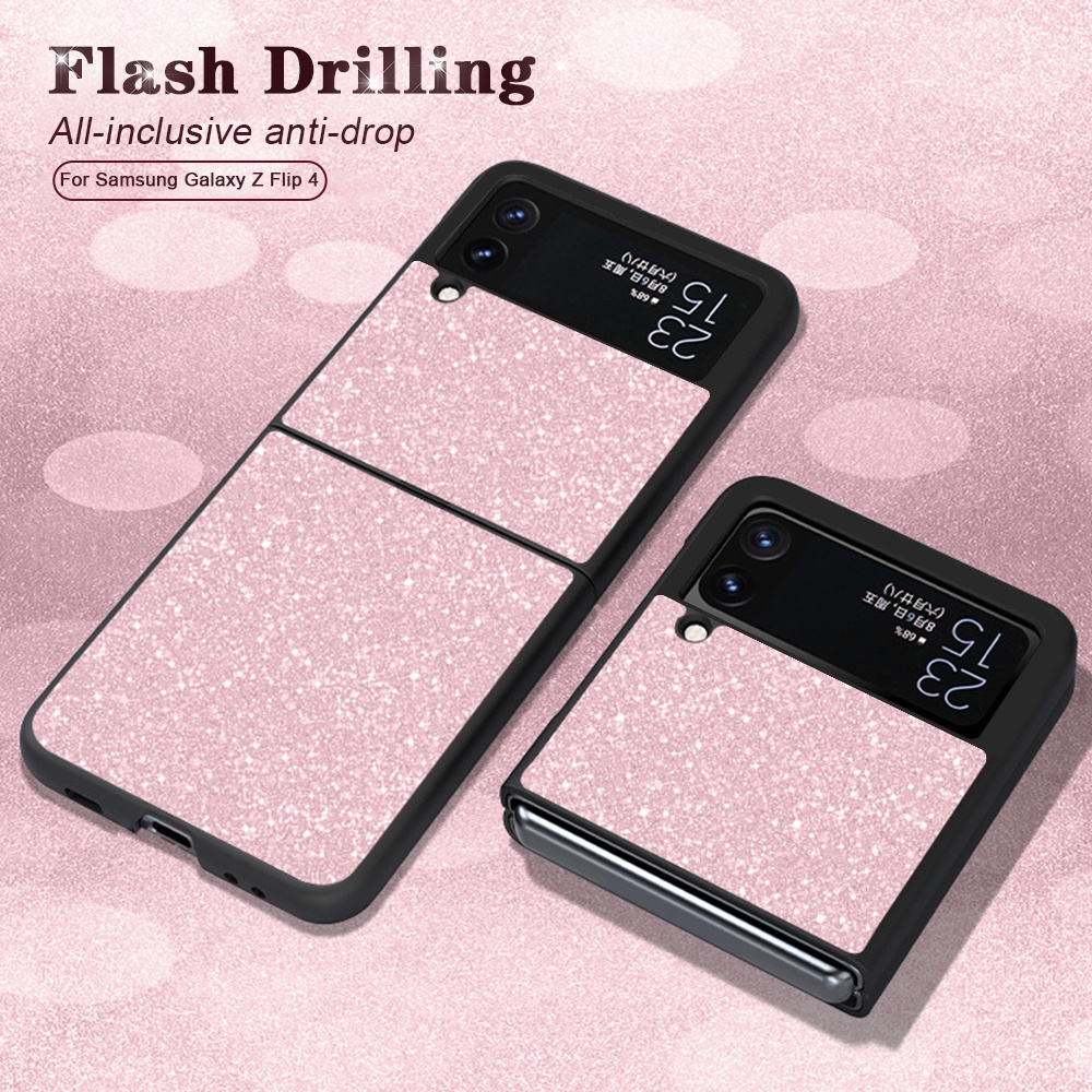 For Sumsung Z Flip 4 ZFlip4 Case Luxury Bling Sparkle Glitter Hard PC Protect Shell Cover Casing