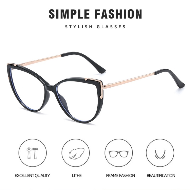 Kính Mát Gọng Mắt Mèo TR90 HD Chống Ánh Sáng Xanh Họa Tiết Da Báo Thời Trang Phương Tây Cho Nữ