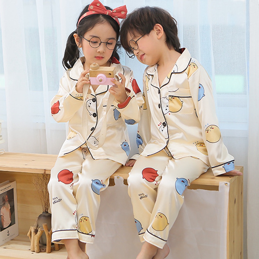 Bộ Pijama Cho Bé Trai bé gái, Đồ Ngủ Chất Phi Lụa In Hình Guchi Cực Yêu Cho Bé Trai Từ 6-28kg Binbon kids