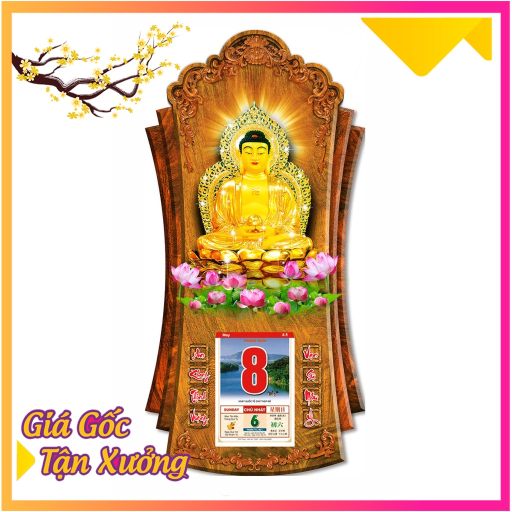 Lịch Gỗ Quan Âm Bồ Tát, Phật Thích Ca, Phật Tổ Ngồi Thiền, Hình Phật 3D Đẹp Xuân Giáp Thìn 2024