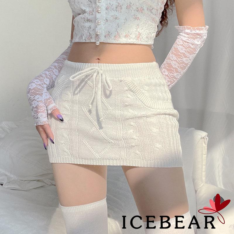 Chân Váy Dệt Kim Lưng Cao Màu Sắc Đơn Giản Cho Nữ