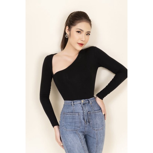 ROSIE BODYSUIT CỔ CHÉO ĐEN