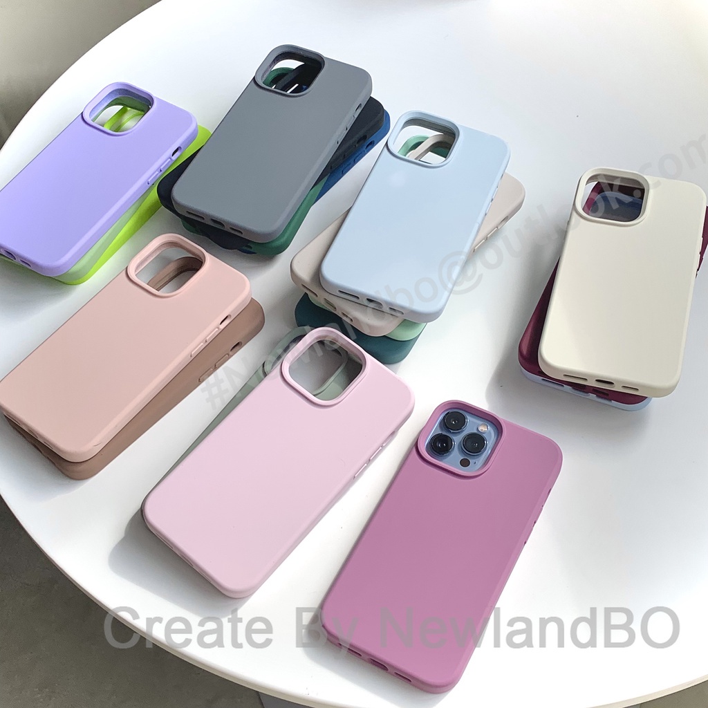 Ốp Điện Thoại Silicon Cao Su Màu Hồng / Tím Cho iPhone13 14 Pro max 12Pro 13Pro 12Promax 13Mini 12mini i11 XR Xsmax 7Plus 11Promax
