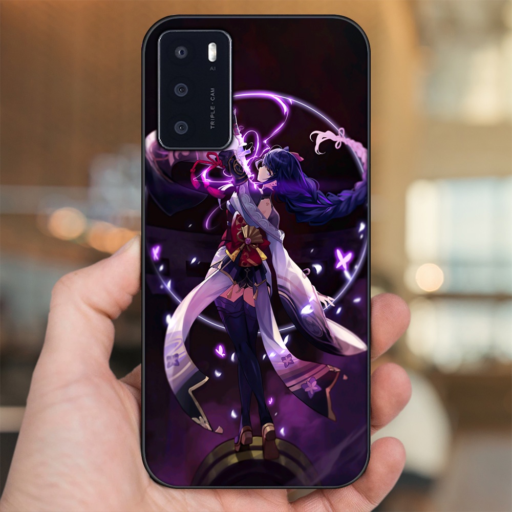 Ốp lưng Oppo A16 viền đen in hình Raiden Shogun Genshin Impact