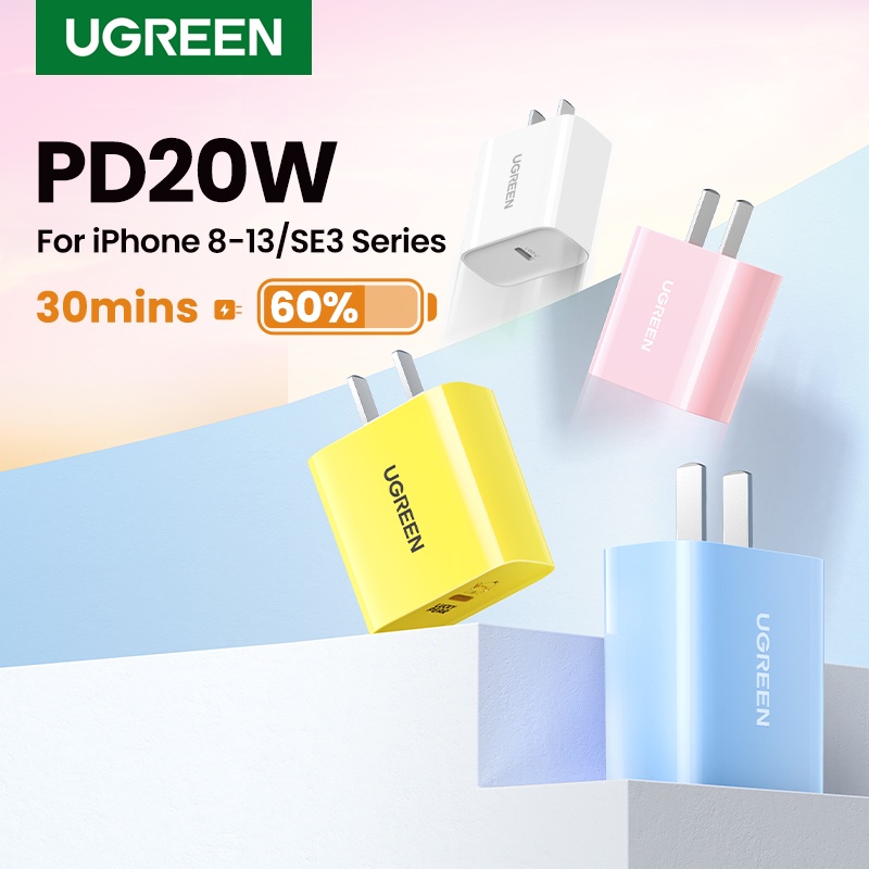 Củ sạc nhanh Ugreen Type-c 20W PD thích hợp cho iPhone 13/13 Mini/13 Pro/13 Pro Max/12 Pro Max/SE/11 Pixel Galaxy S