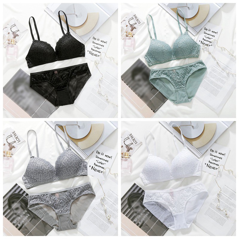Set áo ngực & quần lót nữ thêu hoa phong cách retro