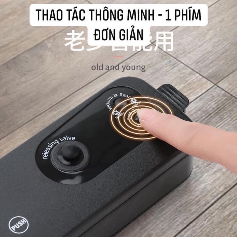 Máy hút chân không kèm Hàn miệng túi VACUUM SEALER, tặng  5 túi hút chân không