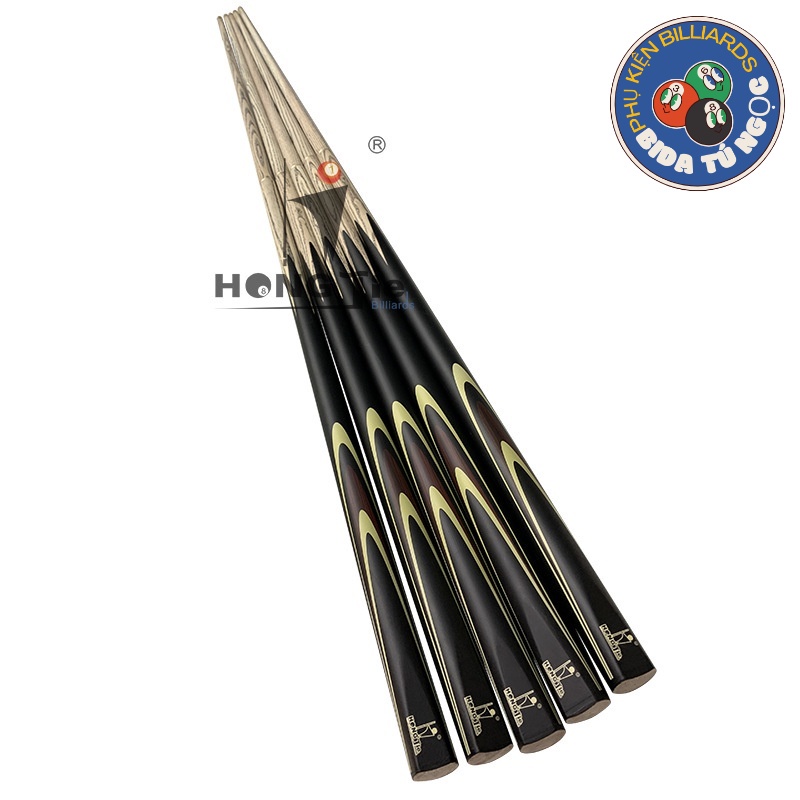 Cơ Billiards - Cơ Bida mộc gỗ sồi tay cầm đen tinh tế , dài 1m2 1 khúc đồng truyền lực rất tốt BX005 Hongtie