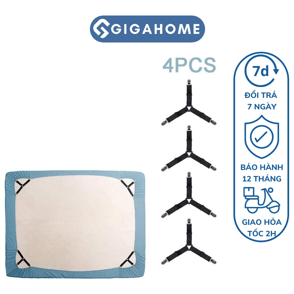 Bộ 4 Kẹp Ga Giường Grap Chống Xê Dịnh GIGAHOME Góc 3 Chấu 5162