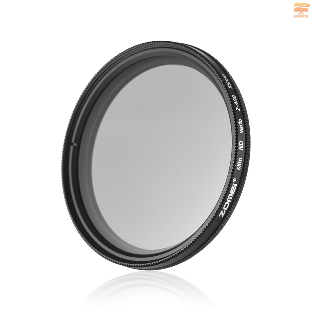 ZOMEI 55mm Ultra Slim Variable Fader ND2-400 Neutral Density ND Filter Adjustable ND2 ND4 ND8 ND16 ND32 to ND400 Replacement for Sony 18-55mm 55-200mm 55-250mm Lens