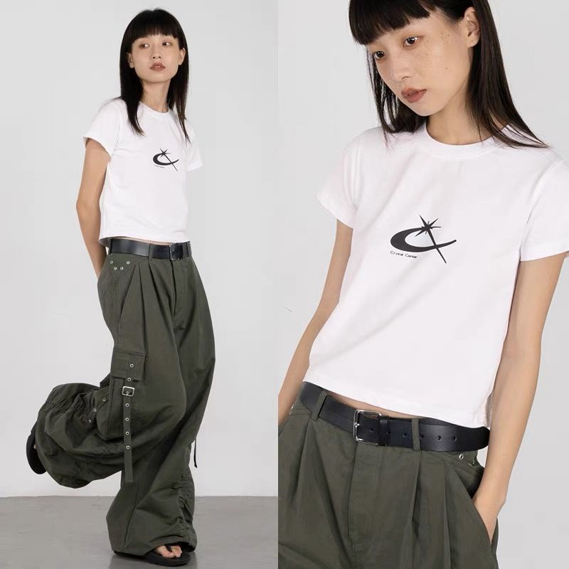 Áo Thun Tay Ngắn Hở Vai Ôm Dáng Phong Cách Retro Mỹ Thời Trang Mùa Hè Dành Cho Nữ