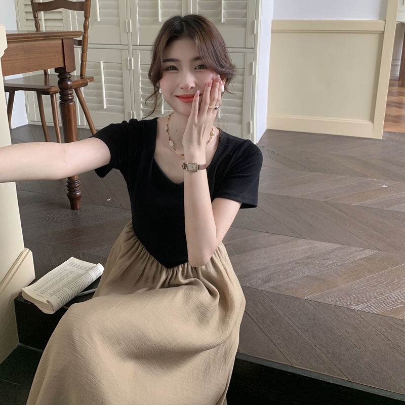 Đầm Tay Ngắn Dáng Ôm Phong Cách Pháp Cổ Điển Thời Trang Mới Cho Nữ