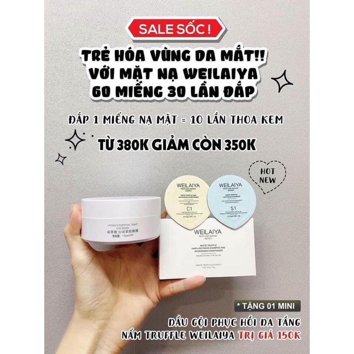 Mặt Nạ Mắt Weilaiya Collagen Giảm Thâm Mờ Nhăn Giúp Vùng Mắt Luôn Căng Bóng Hộp 60 Miếng