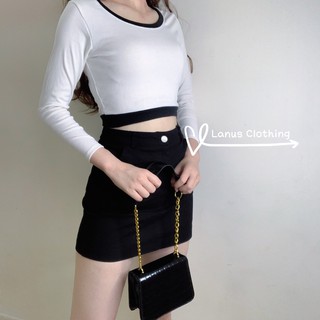 Áo croptop tay dài cổ tròn