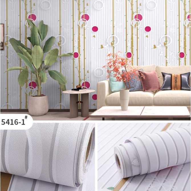 Decal giấy dán tường CHIM NON CÂY HỒNG khổ 45cm keo sẵn