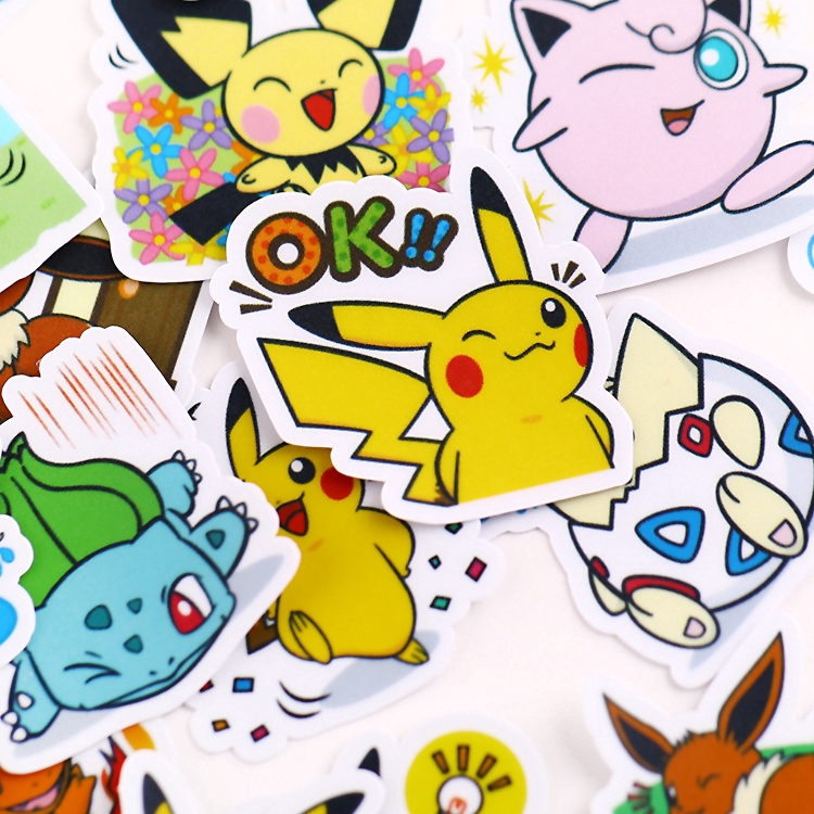 ❀ Pikachu Giấy và decal dán tường❀ 40pcs/set Pokemon Go Cartoon Album Scrapbooks Mixed DIY Decor Stickers ML07419