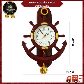 [SALE GIÁ HỦY DIỆT] ĐỒNG HỒ TREO TƯỜNG QUẢ LẮC MỎ NEO GIẢ GỖ NHỎ XINH CỰC ĐẸP - Tặng kèm pin