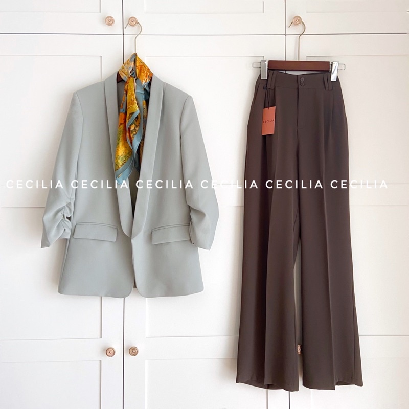 Áo blazer estelle by cecilia màu xanh bạc hà nhạt mint ảnh thật chụp bởi - ảnh sản phẩm 1