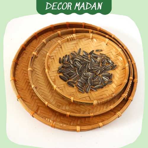 Mẹt tre tròn đan viền mây đủ Size 20cm-60cm, phục vụ nhà hàng, trang trí  - MADAN