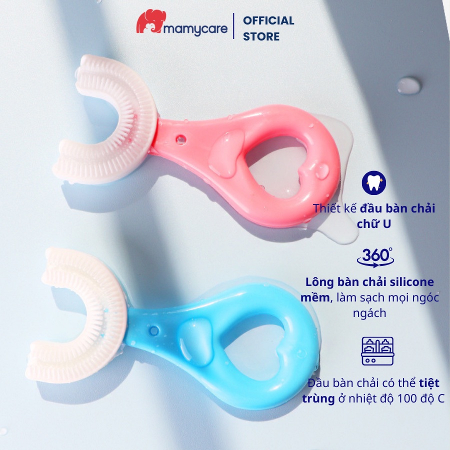 Bàn chải đánh răng cho bé FOSSIO E50 chữ U Silicon chịu được lực cắn, cho bé từ 2 tuổi - 6 tuổi - MAMYCARE