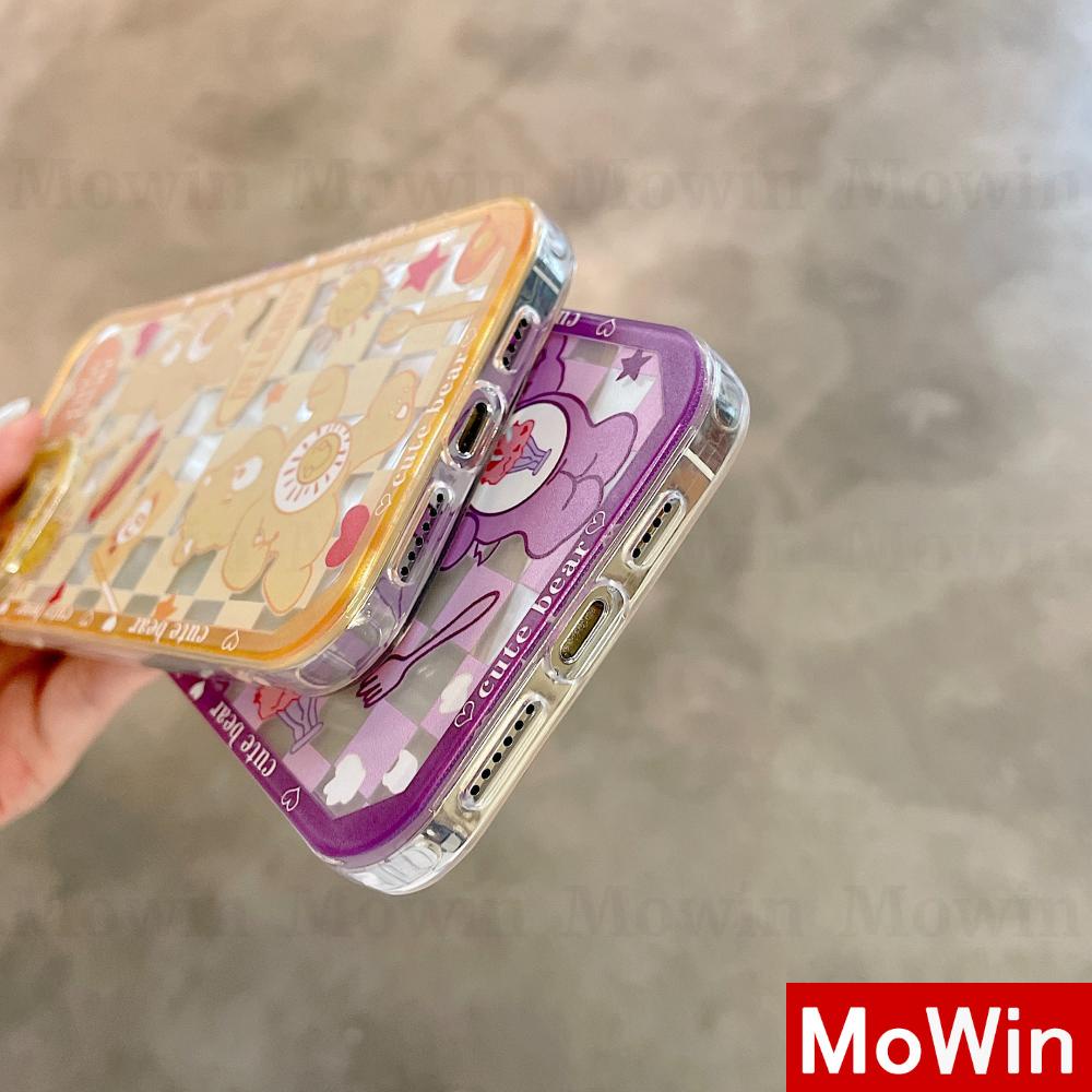 Ốp điện thoại silicon mềm góc vuông in hình gấu thích hợp cho Iphone 13promax xr 7 8 s 12promax x xs max plus 7plus 8