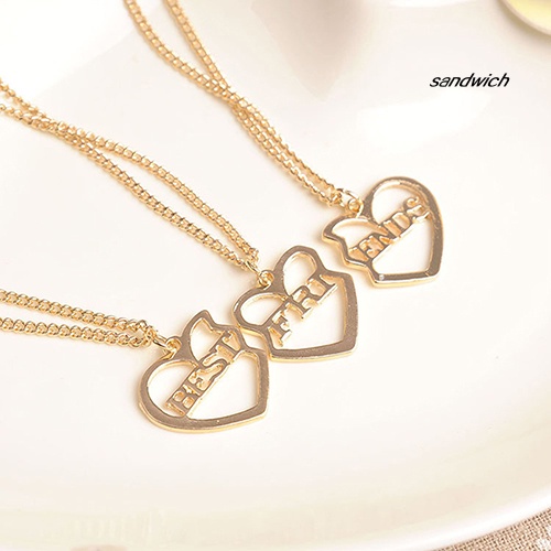 Set 3 vòng cổ mạ vàng hình trái tim cho bạn thân