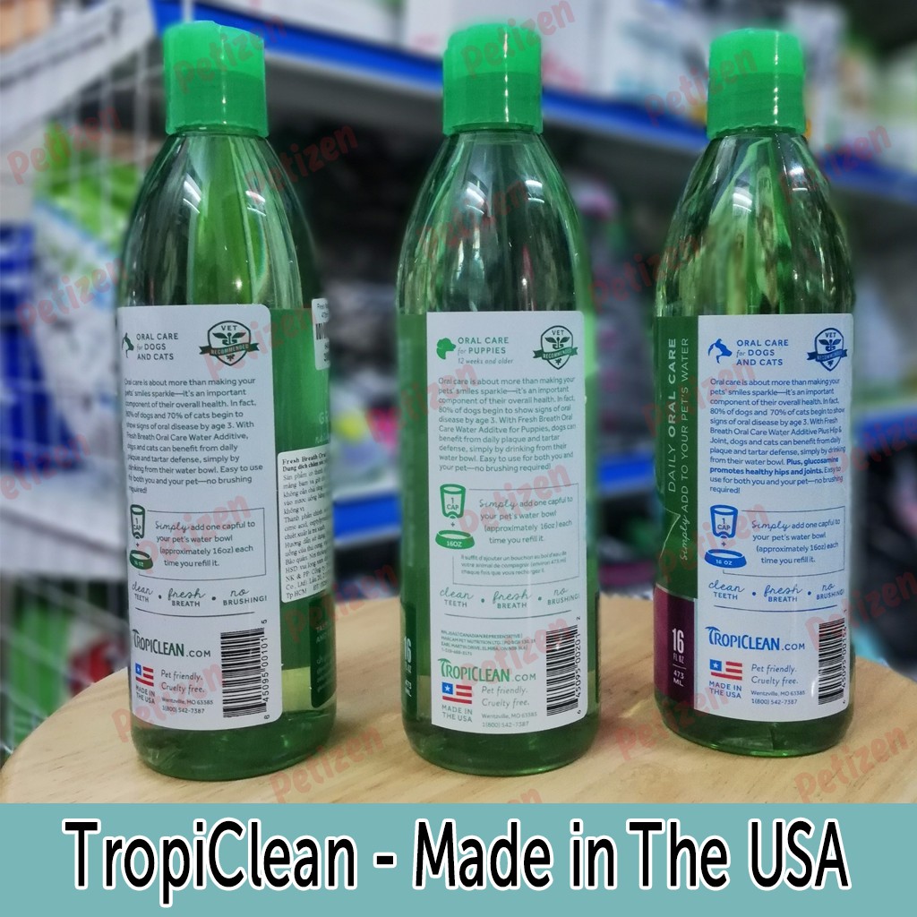 Nước uống trị hôi miệng Chó Mèo - TropiClean USA - 473ml