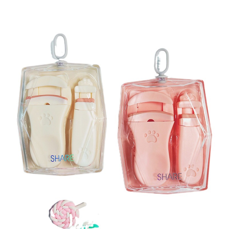 Bộ Dụng Cụ Uốn Cong Lông Mi Lâu Trôi Tạo Kiểu Hình Chân Mèo Dễ Thương