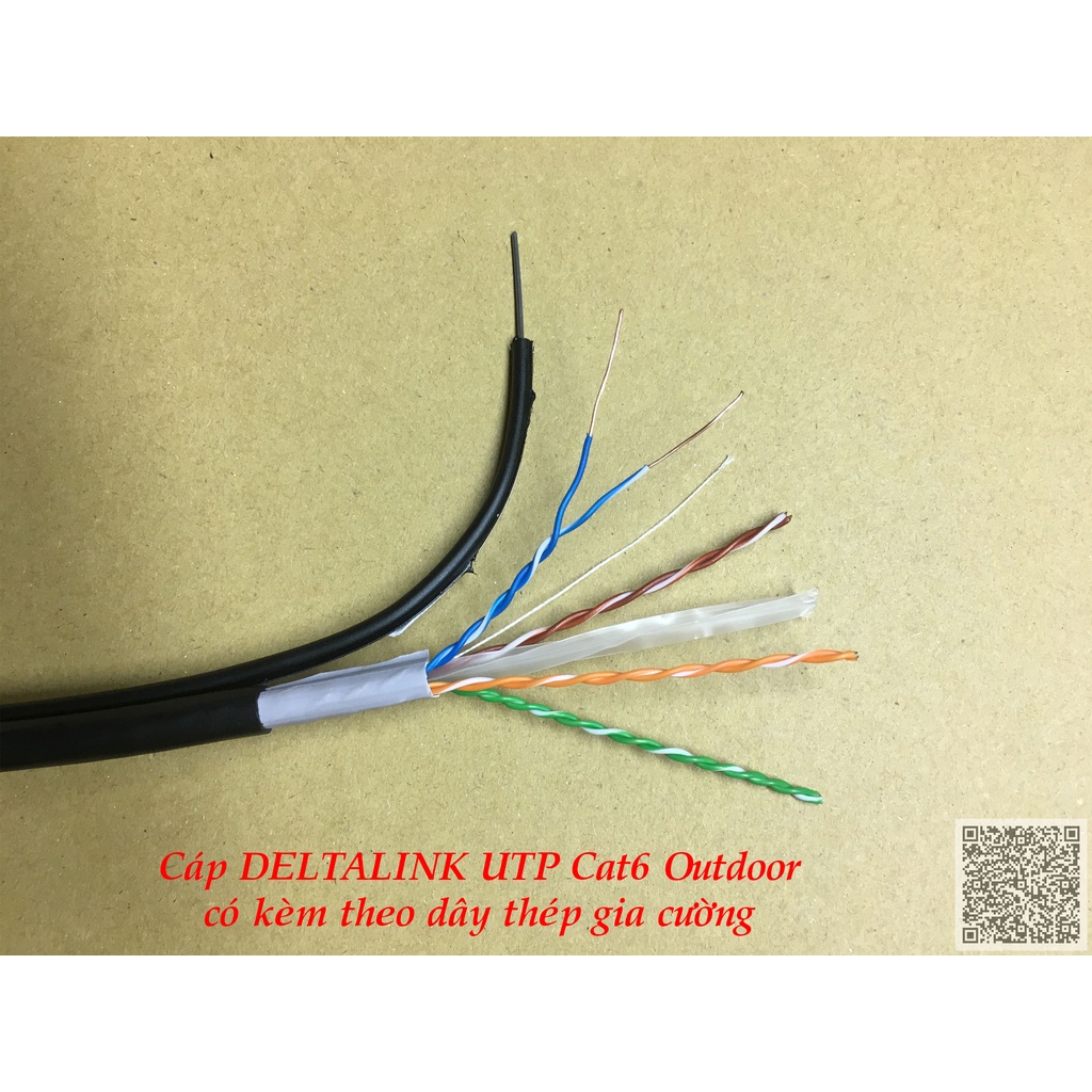30 Mét - Cáp mạng ngoài trời DELTALINK UTP Cat6 Outdoor lõi lớn 23AWG có dây thép gia cường