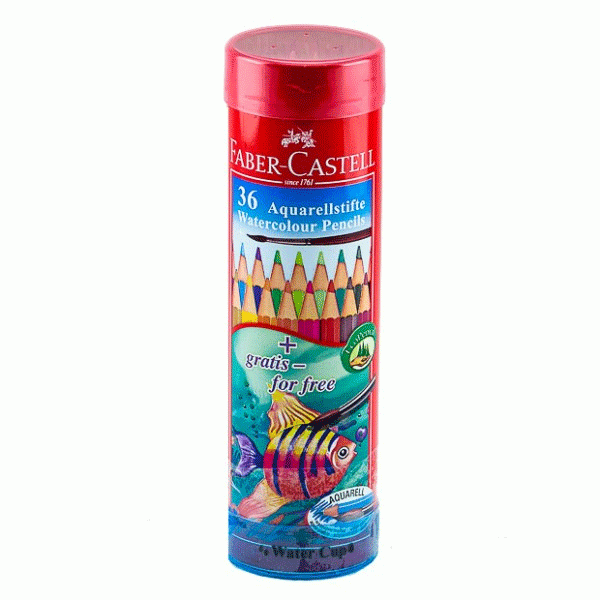 Chì Màu Nước Fish 115936-36 Màu Dài (Hộp Thiếc Tròn) Faber Caste - Faber-Castell