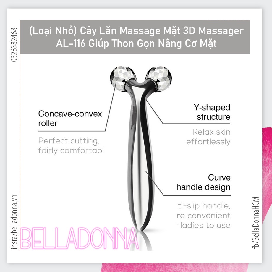 [HCM][2 Size] Cây Lăn Massage Mặt 3D Massager Giúp Thon Gọn Nâng Cơ Mặt