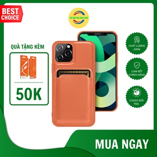 Ốp lưng điện thoại Mutural chất liệu PC cứng kết hợp lưng da viền TPU mềm có ví đựng thẻ card iP 12 12 Pro 12 Pro Max