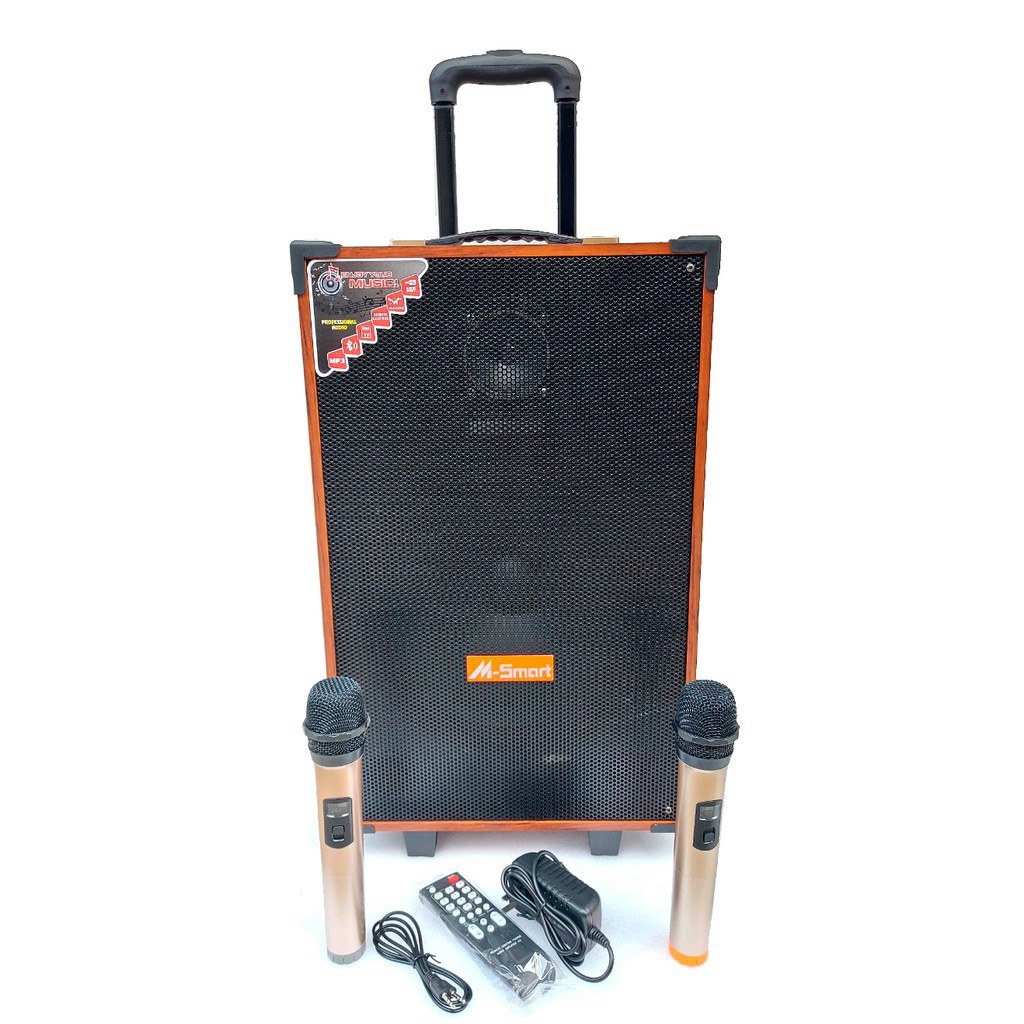 Loa kéo 3 tấc M-smart MS-V12, công suất lớn, bass trầm ấm, âm thanh chuyên nghiệp, 2 micro