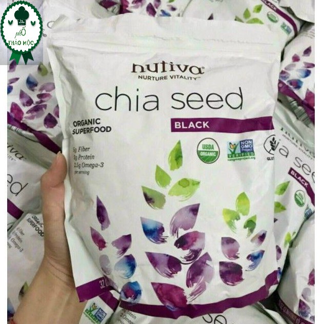 Hạt Chia Đen Organic Nutiva Mỹ 907G Hàng Mới Nhất Date MỚI