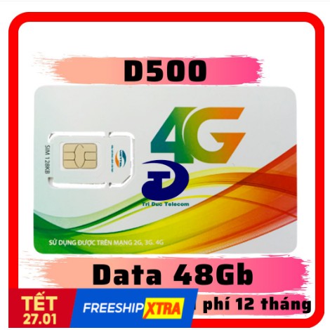 SIM CÒN ĐỦ 12 THÁNG - Sim 4G D500 Viettel trọn gói 1 năm, truy cập không giới hạn suốt 12 tháng không phải nạp tiền