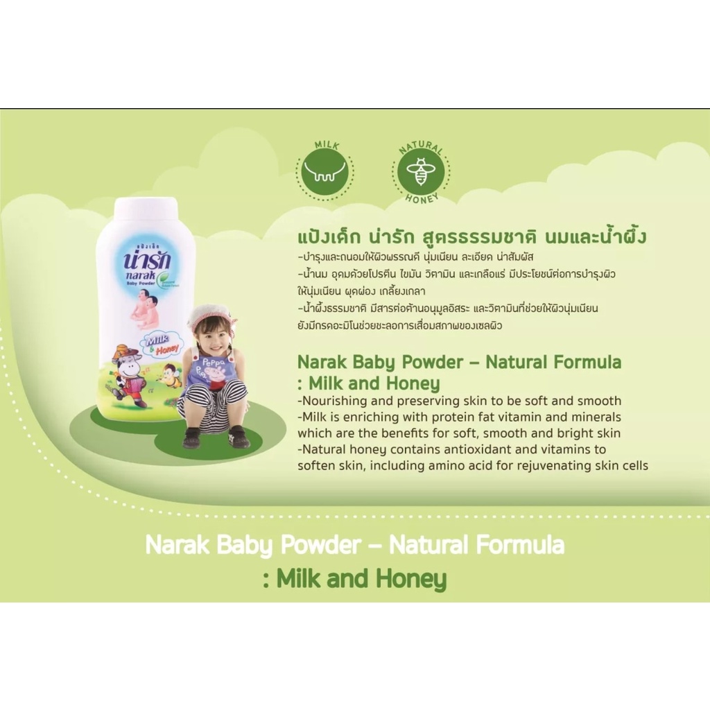 01 Chai Phấn Rôm Công Thức Tự Nhiên Dưỡng Da Cho Bé Narak Baby Powder Thái Lan 350gram