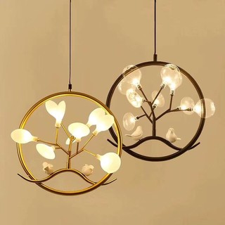 Đèn thả khung tròn đôi chim trang trí bàn ăn, phòng ngủ T 2199, T 2201