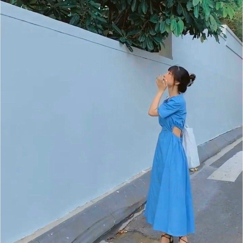 ĐẦM MiDI XANH KHOÉT LƯNG