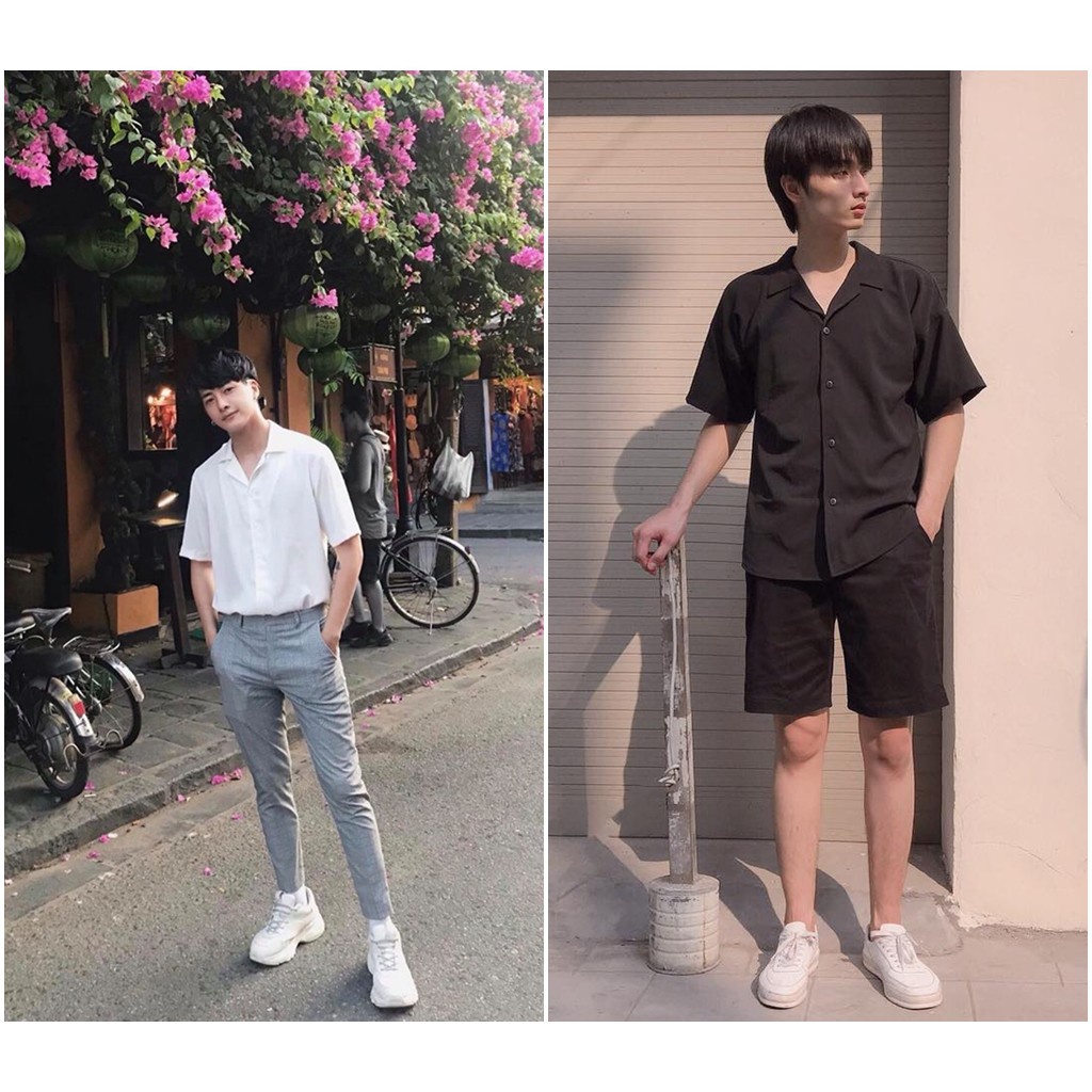 Áo sơ mi nam nữ unisex form oversize rộng tay lỡ vải lụa dản