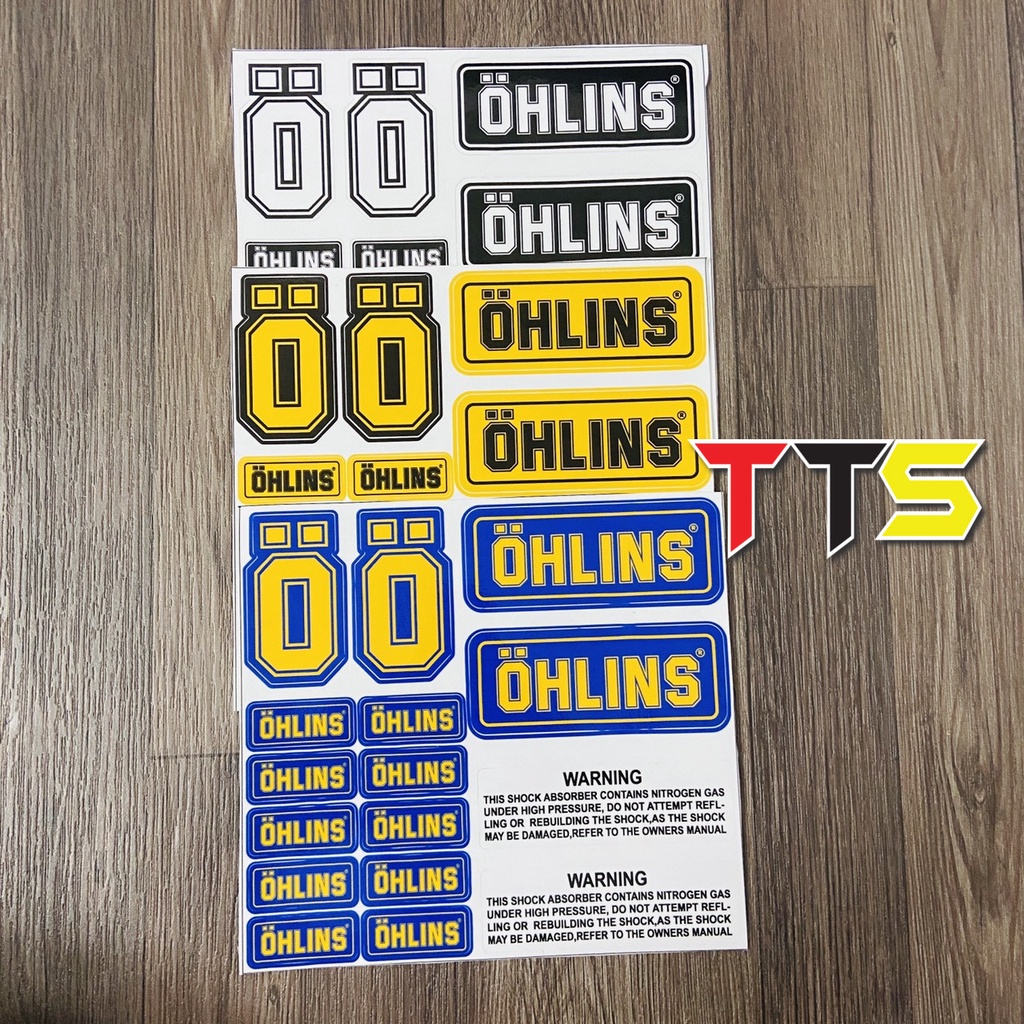 Bộ tem chủ đề OHLINS nhiều logo dán trang trí nón bảo hiểm, xe máy, laptop