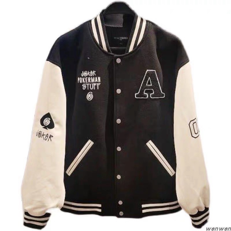 Áo Khoác,Áo Khoác Bomber Nam Nữ Thêu Họa Tiết Chất Liệu Kaki Cao Cấp Tay Phối Da Đẳng Cấp