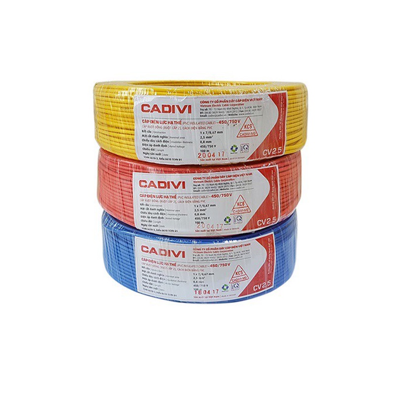 Dây điện đơn cadivi 1.5 ; 2.5 mm2 CV 1.5 . CV 2.5