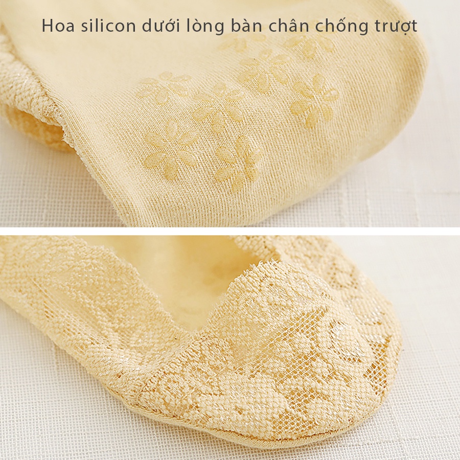 Một đôi vớ (tất) ren cổ thấp chống trượt mang giày cao gót, giày búp bê và đi trong nhà - vớ ren giá sỉ - PK07