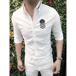 Áo sơ mi nam dài tay phối logo mũi tên vector - xu hướng thời trang - MỐT CHẤT