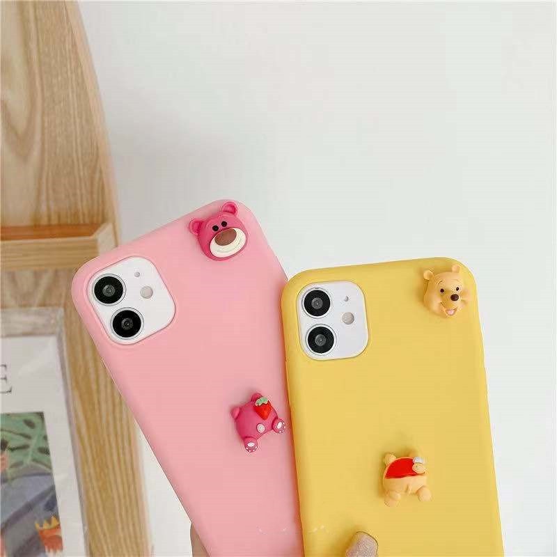 ốp iphone gắn gấu cute 3d ốp lưng iphone 6plus 7plus 8plus 11pro 12pro max xs max