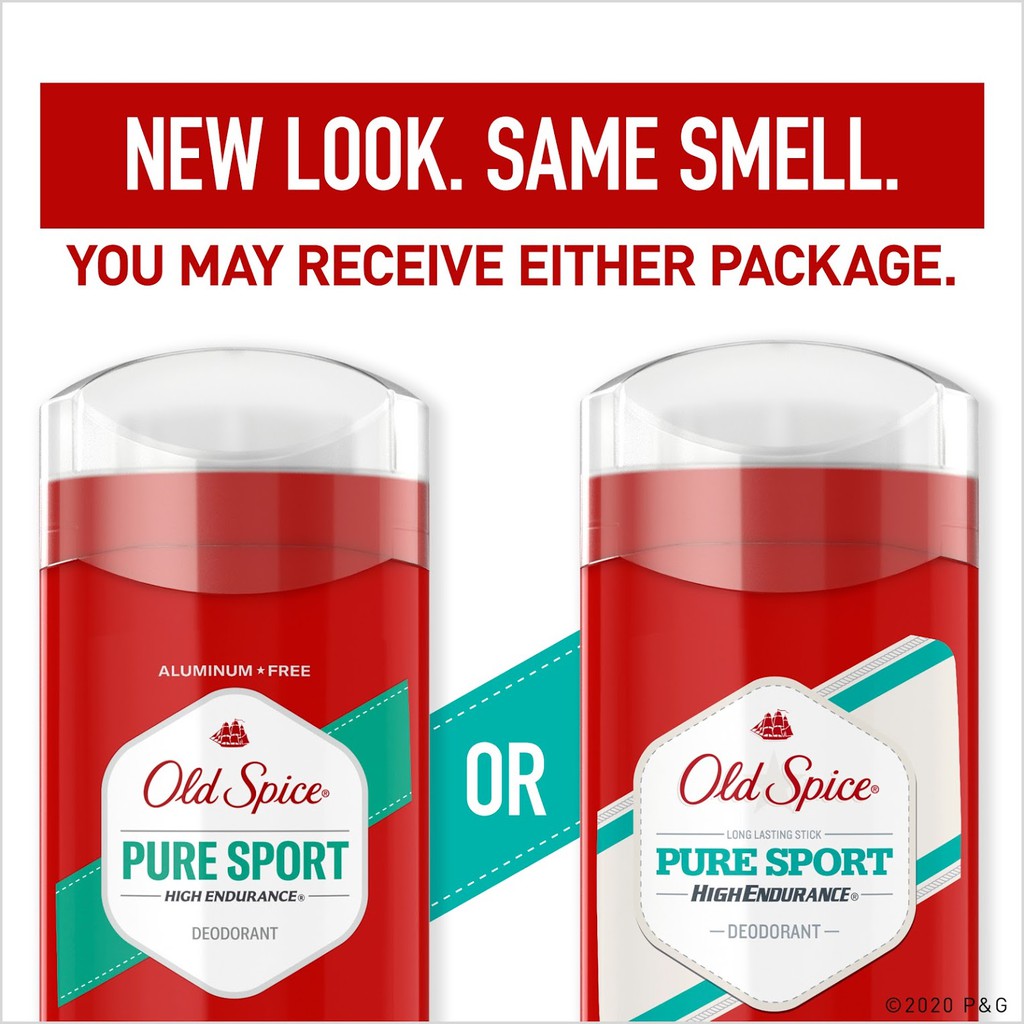 [USA] Lăn sáp khử mùi nam Old Spice Pure Sport Đỏ (sáp xanh trong) 85g | 63g High Endurance - Mỹ