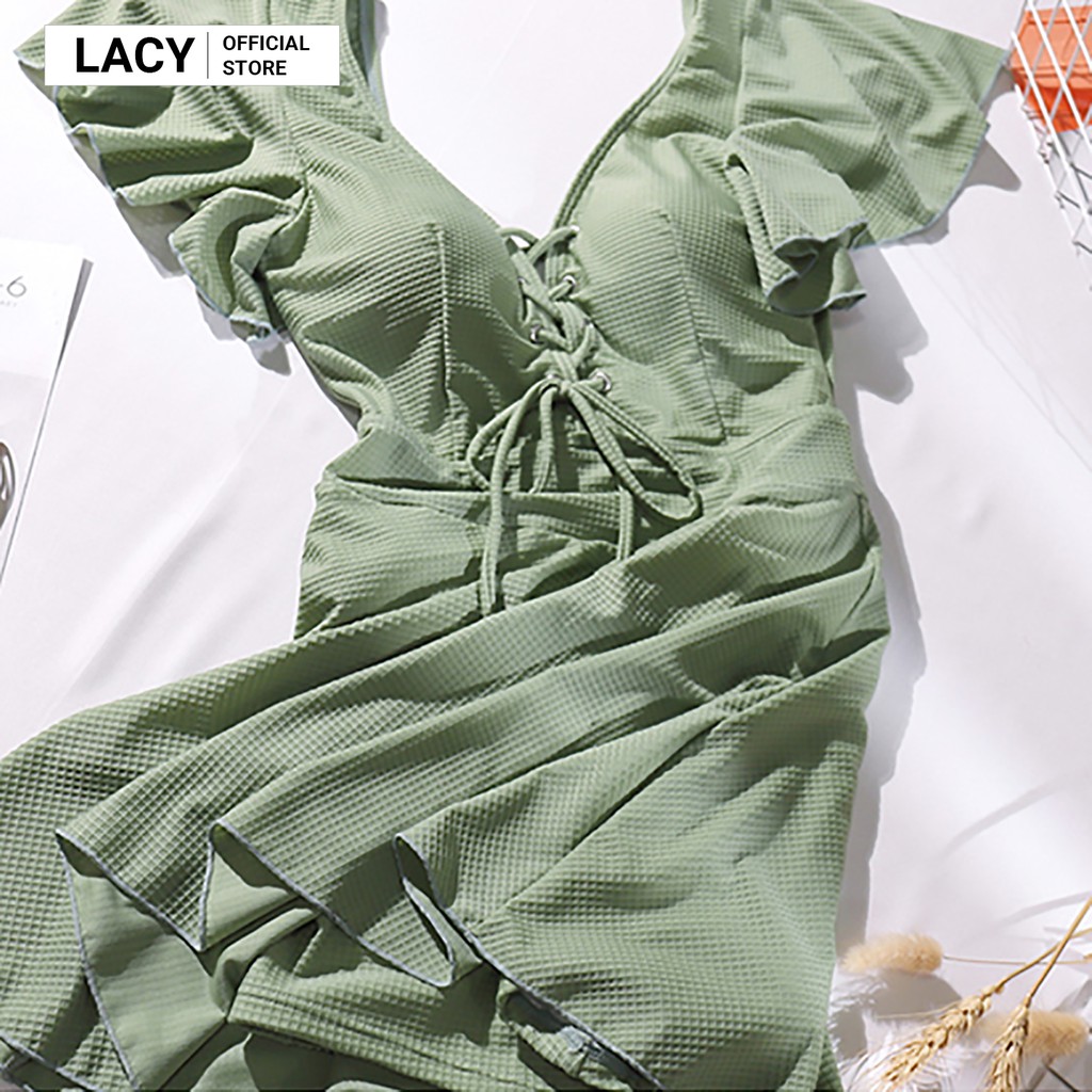 Đồ Bơi Nữ 1 Mảnh Liền Thân Kín Đáo Có Tay Dáng Váy Xòe Che Khuyết Điểm màu Xanh B156 LACY | BigBuy360 - bigbuy360.vn