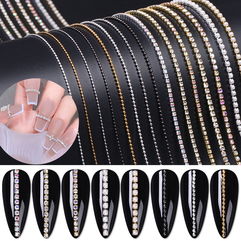 Chuỗi Hạt Kim Loại Trang Trí Móng Tay 0.8Mm / 1.0Mm / 50Cm