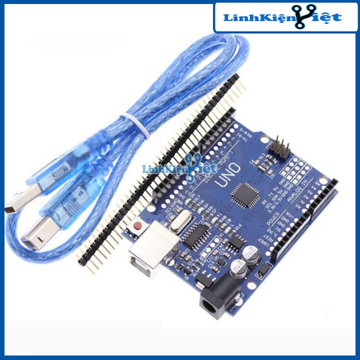 Kit Arduino Uno R3 Chíp CH340G Dán -Tặng Dây Kết Nối (BH 06 Tháng)